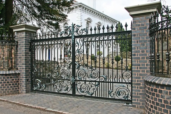 Wrought fencing metal gates fences driveway ornamental decor