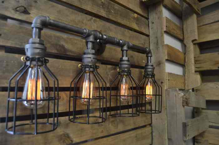 Industrial light vanity lighting decor ideas bathroom diy edison bulb can black handmade savvy cage vintage etsy steampunk lights old